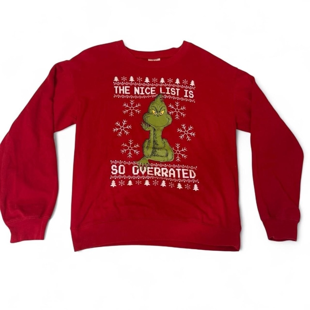 The‎ Grinch Red Christmas Sweatshirt, Kids Size M (7-9) — Holiday HolidayVibes